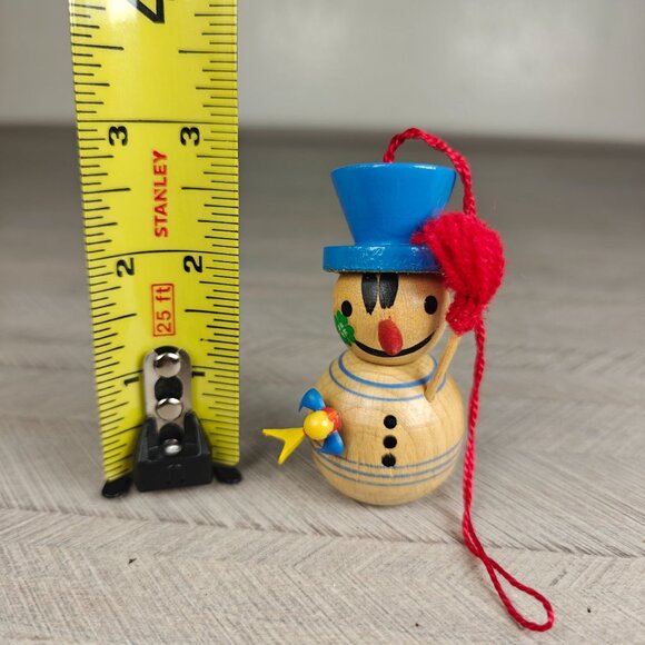 Vintage Steinbach Germany Wooden Snowman Ornament With Broom and Bird - Picture 5 of 6